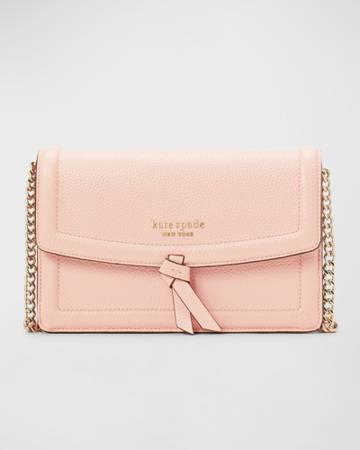 Shop Kate Spade Knott Flap Leather Crossbody Bag In Mochi Pink