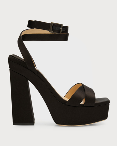 Shop Jimmy Choo Gaia Crisscross Ankle-strap Platform Sandals In Black