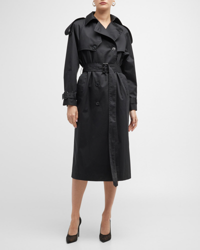 Shop Salon Birgitta Belted Trench Coat In Black