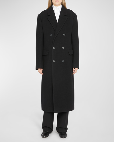 Shop The Row Diana Cashmere Double-breasted Long Pea Coat In Black