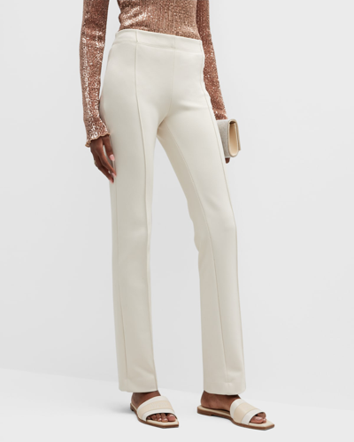 Shop Rosetta Getty Stovepipe Straight-leg Pull-on Pants In Parchment