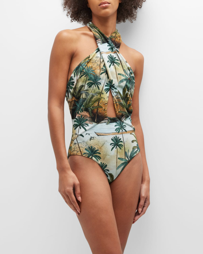 Shop Johanna Ortiz Hidden Paradise One-piece Swimsuit In Caribe