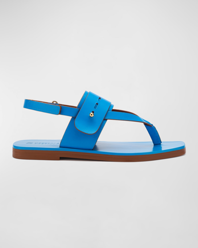 Shop Mercedes Castillo Adria Napa Thong Flat Sandals In Ocean Blue