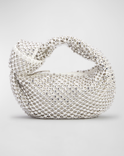Shop Bottega Veneta Jodie Crystal Top-handle Bag In 8924 Optic White