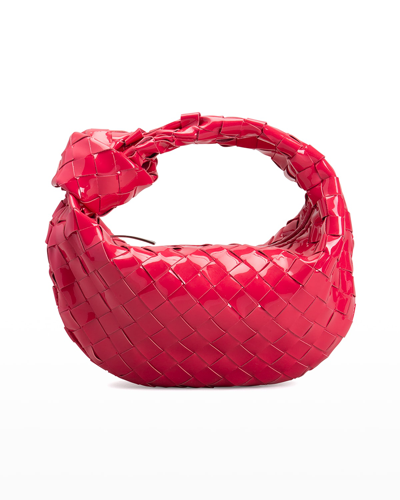 Shop Bottega Veneta Mini Jodie Intrecciato Patent Leather Hobo Bag In Candy Stripe