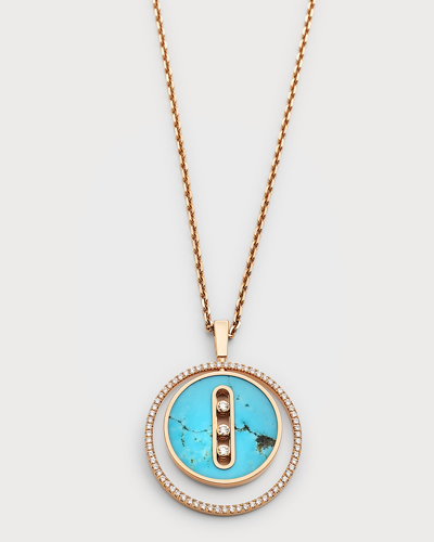 Shop Messika Lucky Move 18k Rose Gold Turquoise Pendant Necklace