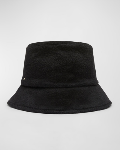 Shop Max Mara Teddy Wool-blend Bucket Hat In Black
