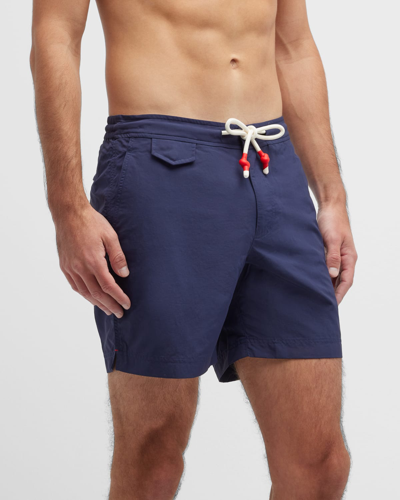Shop Orlebar Brown Men's Drawstring Mid-length Swim Shorts In Navy