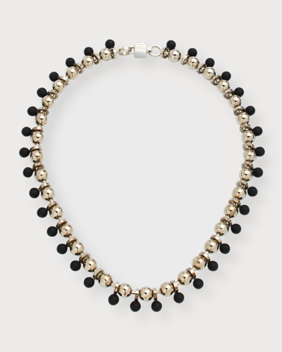 Shop Givenchy Men's 4g Faux Pearl Necklace In Black Silvery