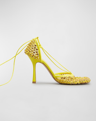 Shop Bottega Veneta Sparkle Stretch High-heel Sandals In Yellow