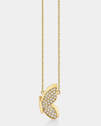 Shop Sydney Evan 14k Gold Diamond Pavé In Flight Butterfly Necklace