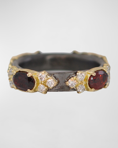 Shop Armenta Diamond And Garnet Scroll Stack Band In Ow