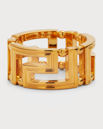 Shop Versace Greca Ring In  Gold