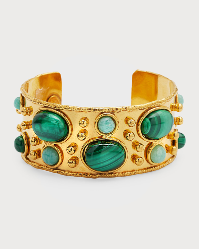 Shop Sylvia Toledano Byzantine Cuff Bracelet In Malachite