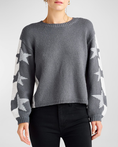 Shop Splendid Coming & Going Star Pullover Sweater In Slate