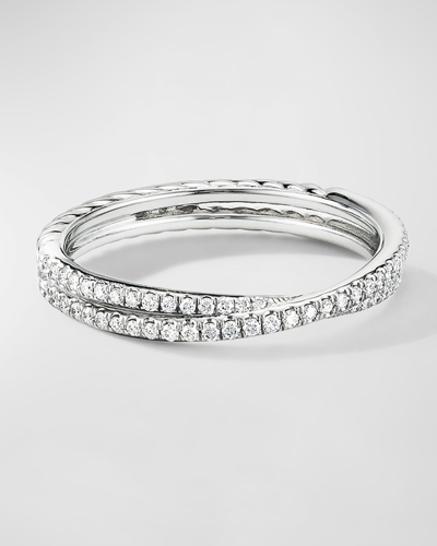 Shop David Yurman Dy Crossover Micro Pave Band Ring With Diamonds In Platinum, 3.14mm