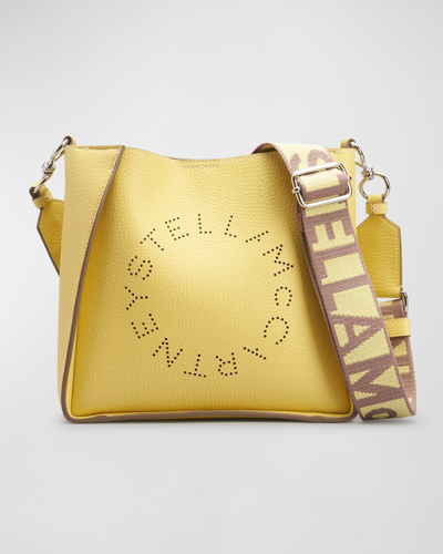 Shop Stella Mccartney Perforated Logo Faux-leather Shoulder Bag In 7250 Banana