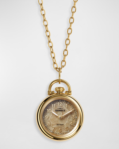 Shop Shinola The Runwell Watch Pendant Necklace In Gold