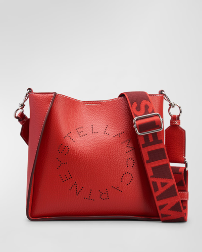 Shop Stella Mccartney Perforated Logo Faux-leather Shoulder Bag In 6512 Bright Red