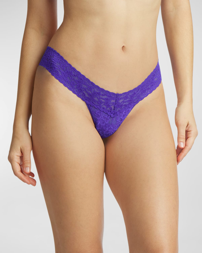 Shop Hanky Panky Signature Lace Low-rise Thong In Majestic Purple