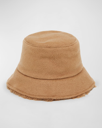 Shop Max Mara Teddy Cashmere-blend Bucket Hat In Camel