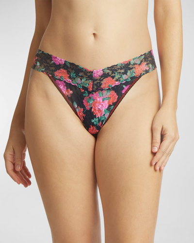 Shop Hanky Panky Printed Original-rise Signature Lace Thong In Autobiography