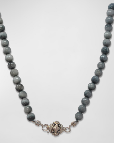 Shop Armenta Men's Eagle Eye Beaded Necklace W/ Diamonds In Silver