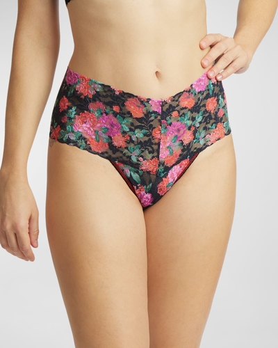 Shop Hanky Panky Floral-print Lace Thong In Autobiography