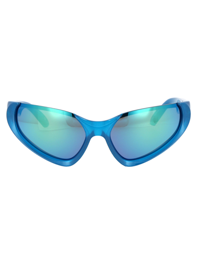 Shop Balenciaga Sunglasses In 003 Light Blue Light Blue Green