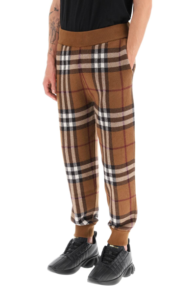 Shop Burberry 'marley' Tartan Cashmere Jogger Pants In Brown