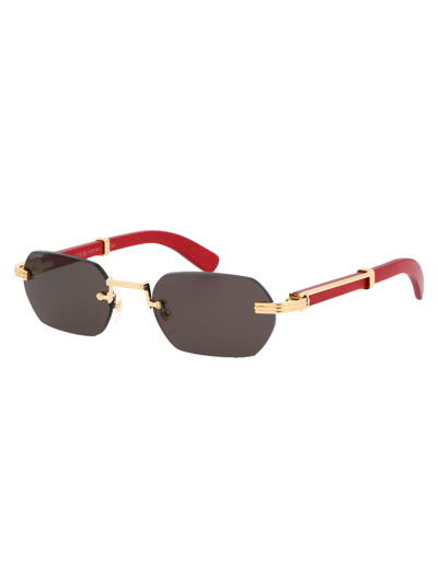 Shop Cartier Sunglasses In 004 Gold Red Grey