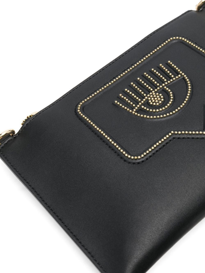 Shop Chiara Ferragni Eyelike Zip-up Clutch Bag In Nero E Oro