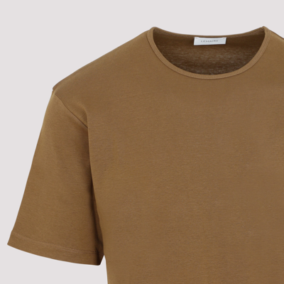 Shop Lemaire Cotton Crewneck T-shirt Tshirt In Nude &amp; Neutrals