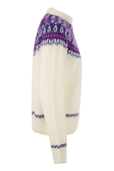 Shop Mc2 Saint Barth Women's Crew-neck Jumper In Nordic Jacquard In Cream