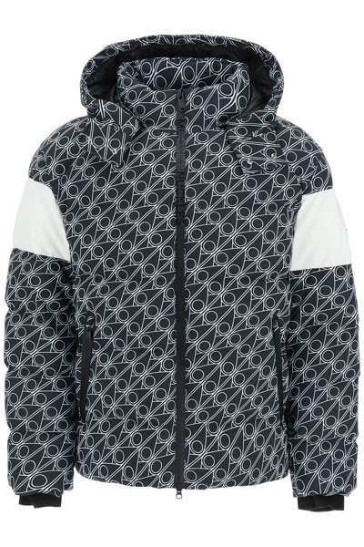 Shop Moose Knuckles 'strivers Raw' Monogram Nyluxe Down Jacket In Grey