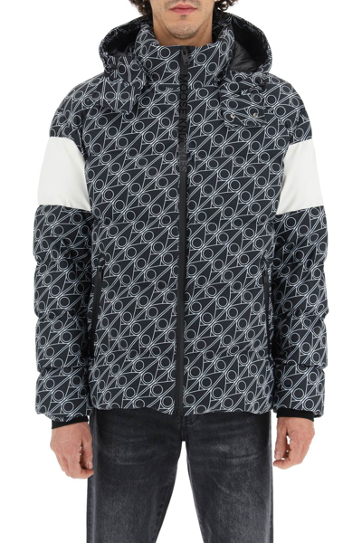 Shop Moose Knuckles 'strivers Raw' Monogram Nyluxe Down Jacket In Grey
