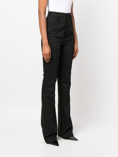 Shop Saint Laurent High Waist Denim Trousers In Black