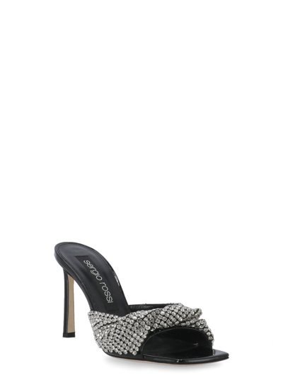 Shop Sergio Rossi With Heel In Nero+palladio/crystal