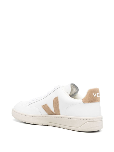 Shop Veja V-12 Low-top Sneakers In Bianco E Beige