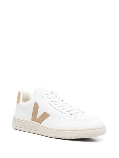 Shop Veja V-12 Low-top Sneakers In Bianco E Beige