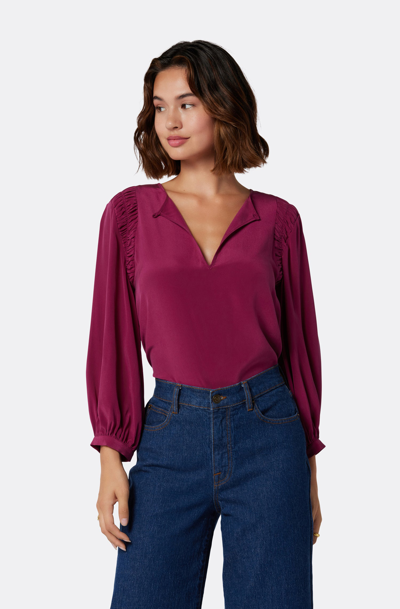 Shop Joie Collette Long Sleeve Silk Top In Purple