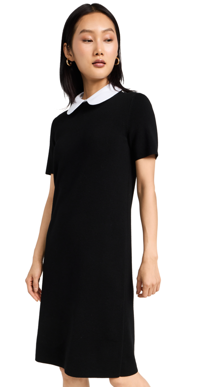 Shop Tory Burch Poplin Collar Sweater Dress Black Xs