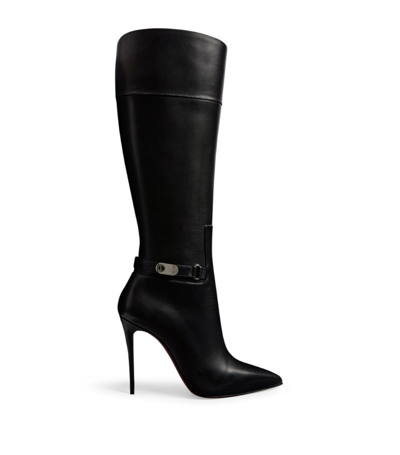 Shop Christian Louboutin Lock Kate Botta Leather Knee-high Boots 100 In Black