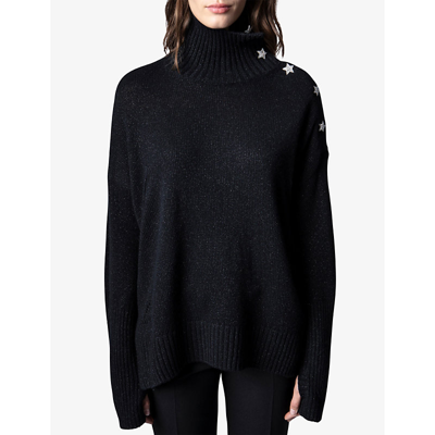 Shop Zadig & Voltaire Zadig&voltaire Womens Noir Alma Contrast Button Cashmere Jumper