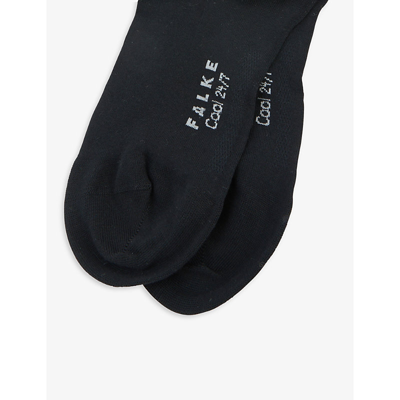 Shop Falke Men's Black Cool 24/7 Logo Stretch-cotton Blend Socks