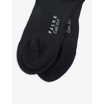 Falke Mens Black Cool 24/7 Logo Stretch-cotton Blend Socks In Black