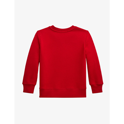 Shop Ralph Lauren Boys Red Kids Polo Bear Graphic-print Cotton-blend Sweatshirt 5-7 Years
