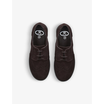 Shop Papouelli Boys Dark Brown Kids Arthur Hole-punched Suede Brogues 9-10 Years