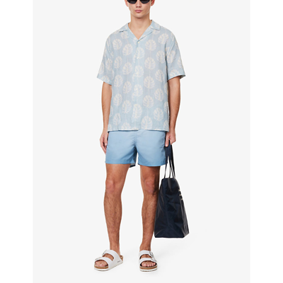 Shop Frescobol Carioca Men's Cool Blue Sport Dip Dye-print Regular-fit Recycled-polyester Swim Shorts