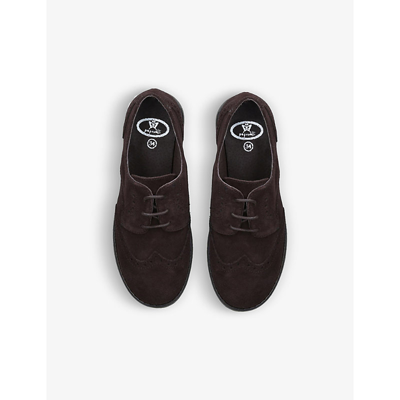 Shop Papouelli Boys Dark Brown Kids Arthur Hole-punched Suede Brogues 4-7 Years